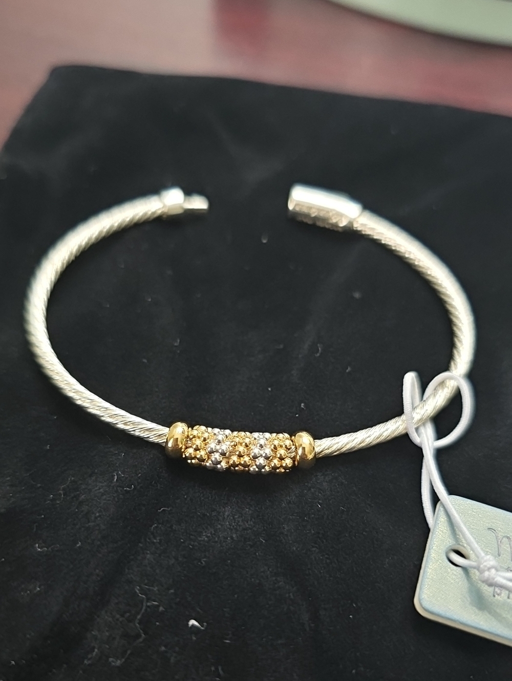 Mia Fiore - Dyadoma Sterling Silver 925 Cable Cuff Bracelet with Gold Accent